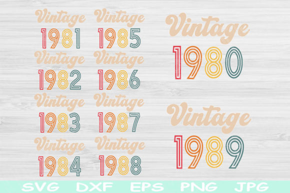40th Birthday Svg, 1980-1989 Vintage Graphics