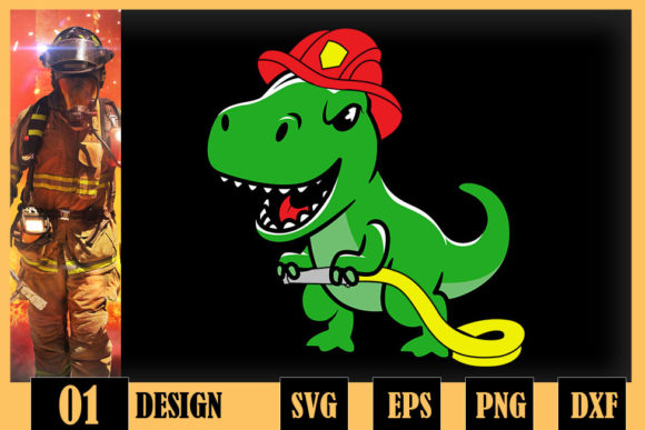 Firefighter T-Rex Dinosaur Kids Fireman: Graphics for Crafts