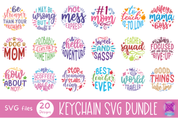 Positive Quote Keychain Svg Bundle: Graphics for Crafts