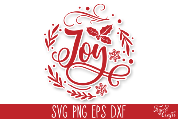 Round Christmas SVG Quote - Joy